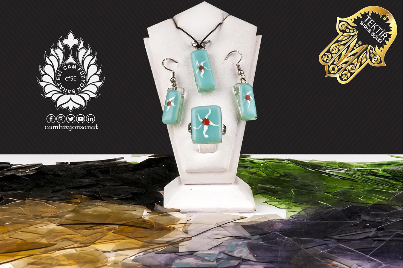 Küpe Kolye Yüzük Seti