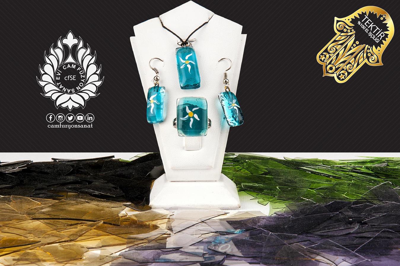 Küpe Kolye Yüzük Seti